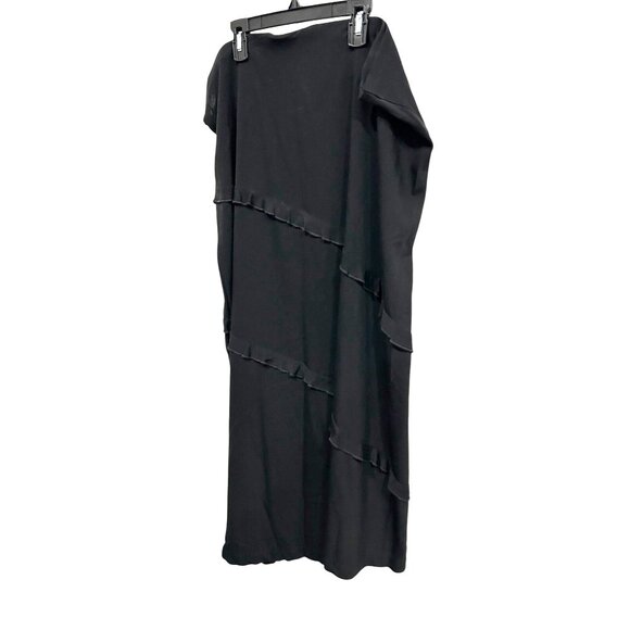 Edit Womens Black Layered Maxi Skirt Ruffle Detail Sz 2X - Picture 2 of 8